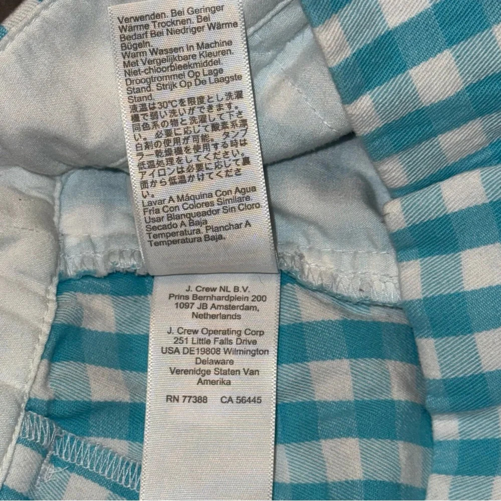 J. Crew Cotton Gingham Aqua & White Short Size 2 - Picture 10 of 11